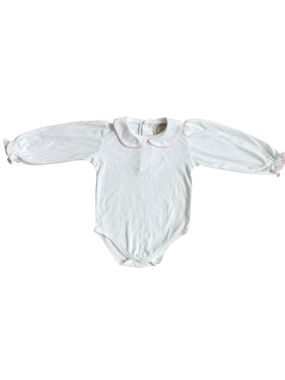 The Beaufort Bonnet Company Baby Peter Pan Collar Cotton Onesie. 6-12 Months.